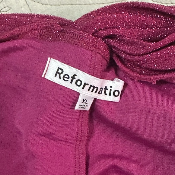 NEW Reformation Breslin Dress Sz XL Sparkle Pink - Picture 11 of 11